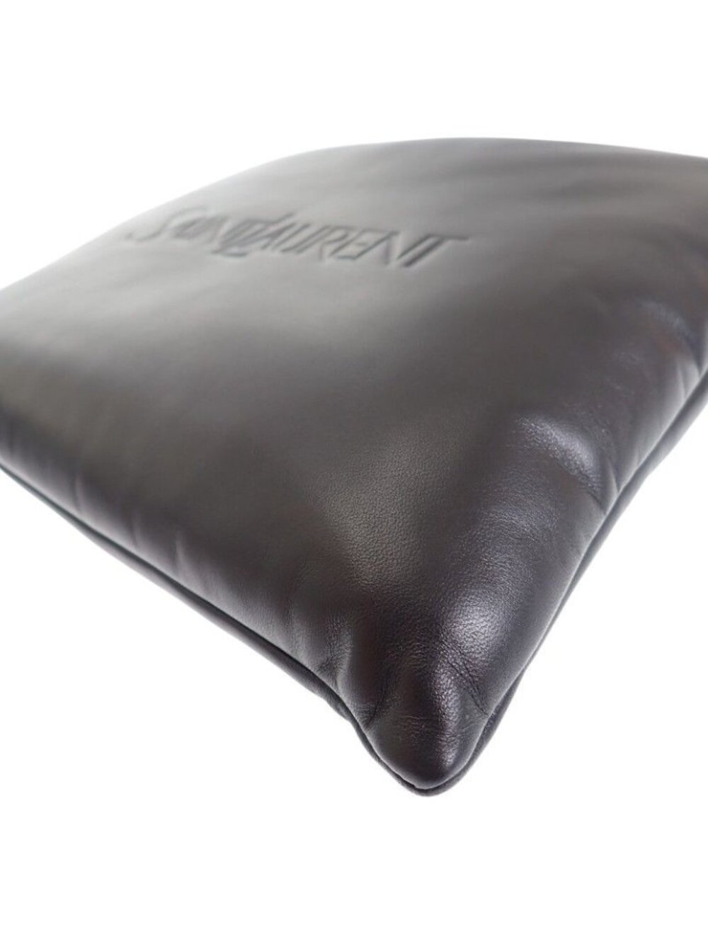 Saint Laurent Large Puffy Pouch Clutch Lambskin Black Silver - Picture 12 of 14